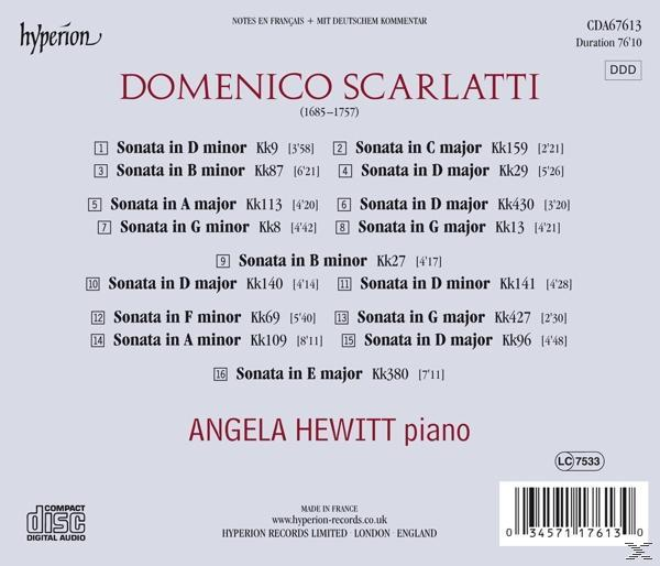 Ein CD-Cover mit Noten und Text über Sonaten von Domenico Scarlatti.