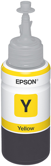 Eine Flasche gelber Epson-Tinte mit der Aufschrift 'Gelb'.