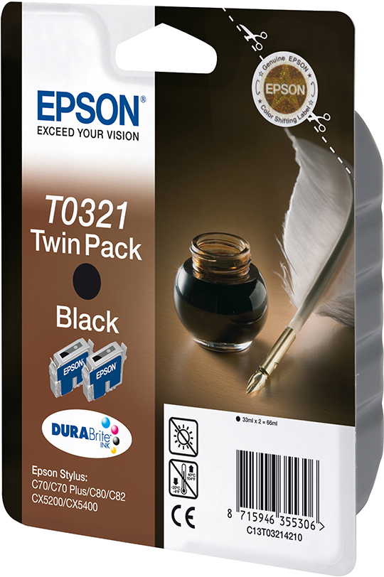 EPSON Original (C13T03214210) Tintenpatrone Schwarz