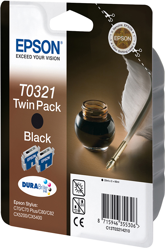 EPSON Original Tintenpatrone Schwarz (C13T03214210)