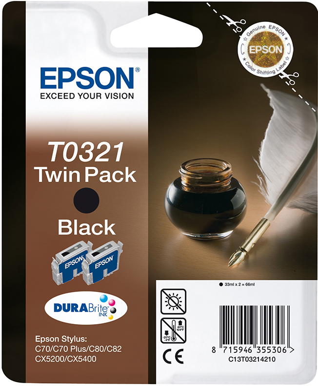 EPSON Original Tintenpatrone (C13T03214210) Schwarz