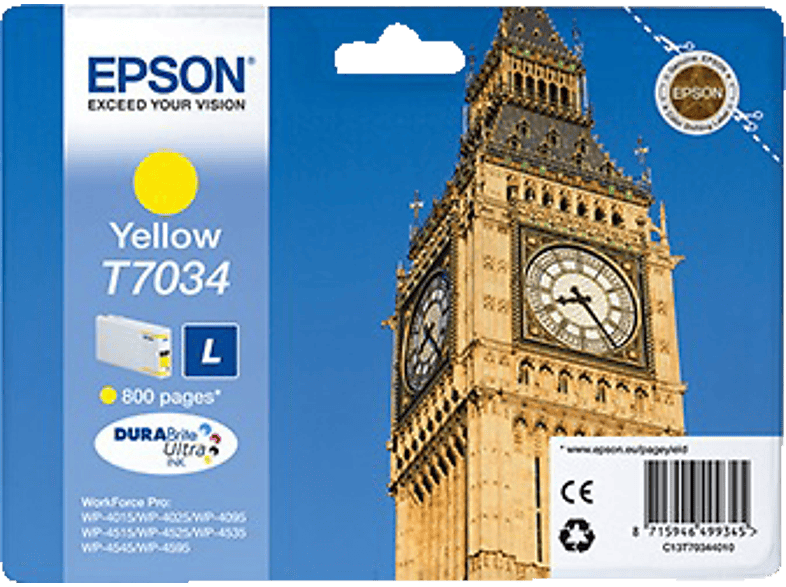 EPSON Original Tintenpatrone (C13T70344010) Gelb
