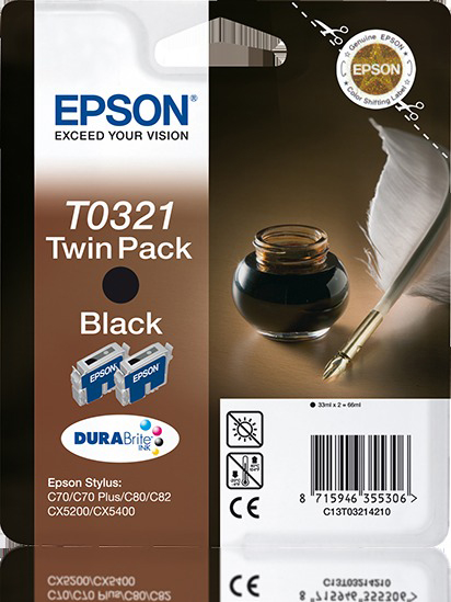 EPSON Original (C13T03214210) Tintenpatrone Schwarz