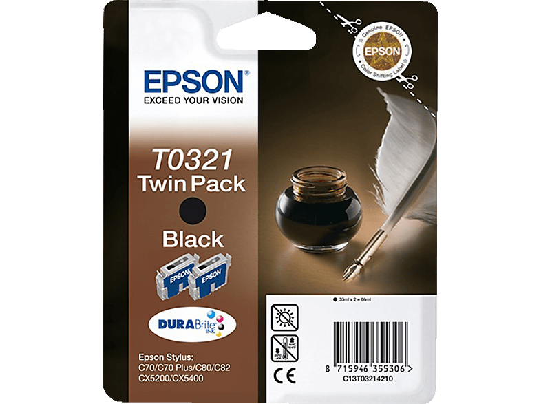 EPSON Original Tintenpatrone Schwarz (C13T03214210)