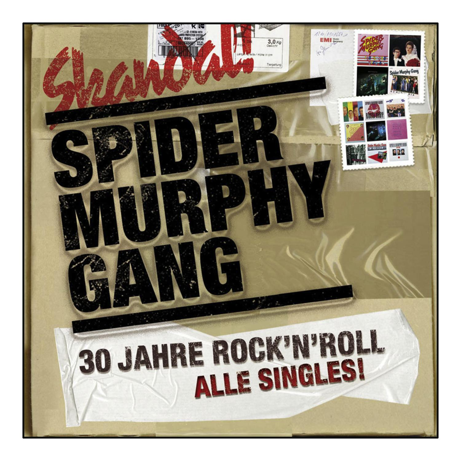 Albumcover mit Spider Murphy Gang. Enthält Albumtitel und Singles-Liste.