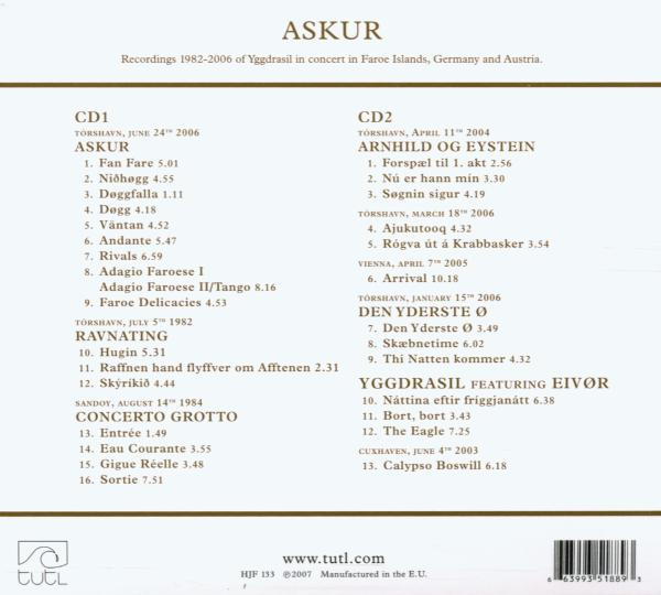 CD-Cover mit Titelliste und Informationen, einschließlich eines Logos in der unteren linken Ecke.