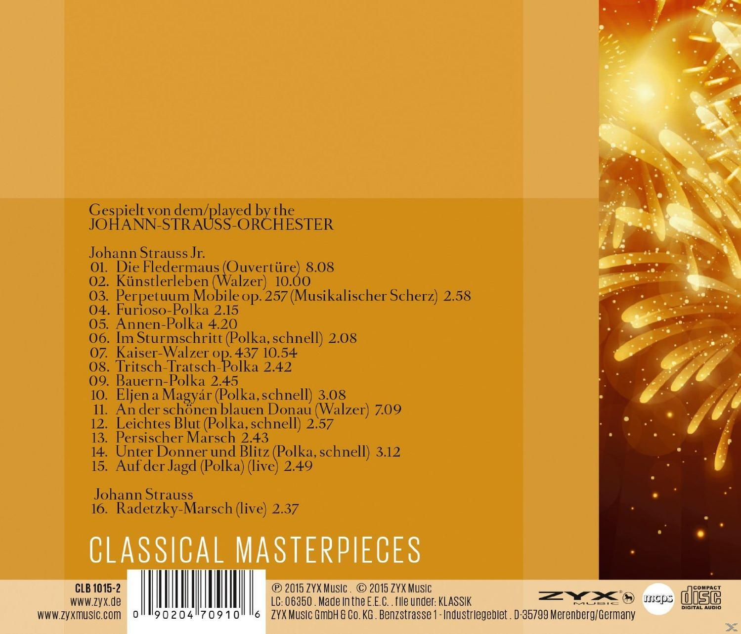 Rückseite einer CD mit klassischen Meisterwerken von Johann Strauss Jr.