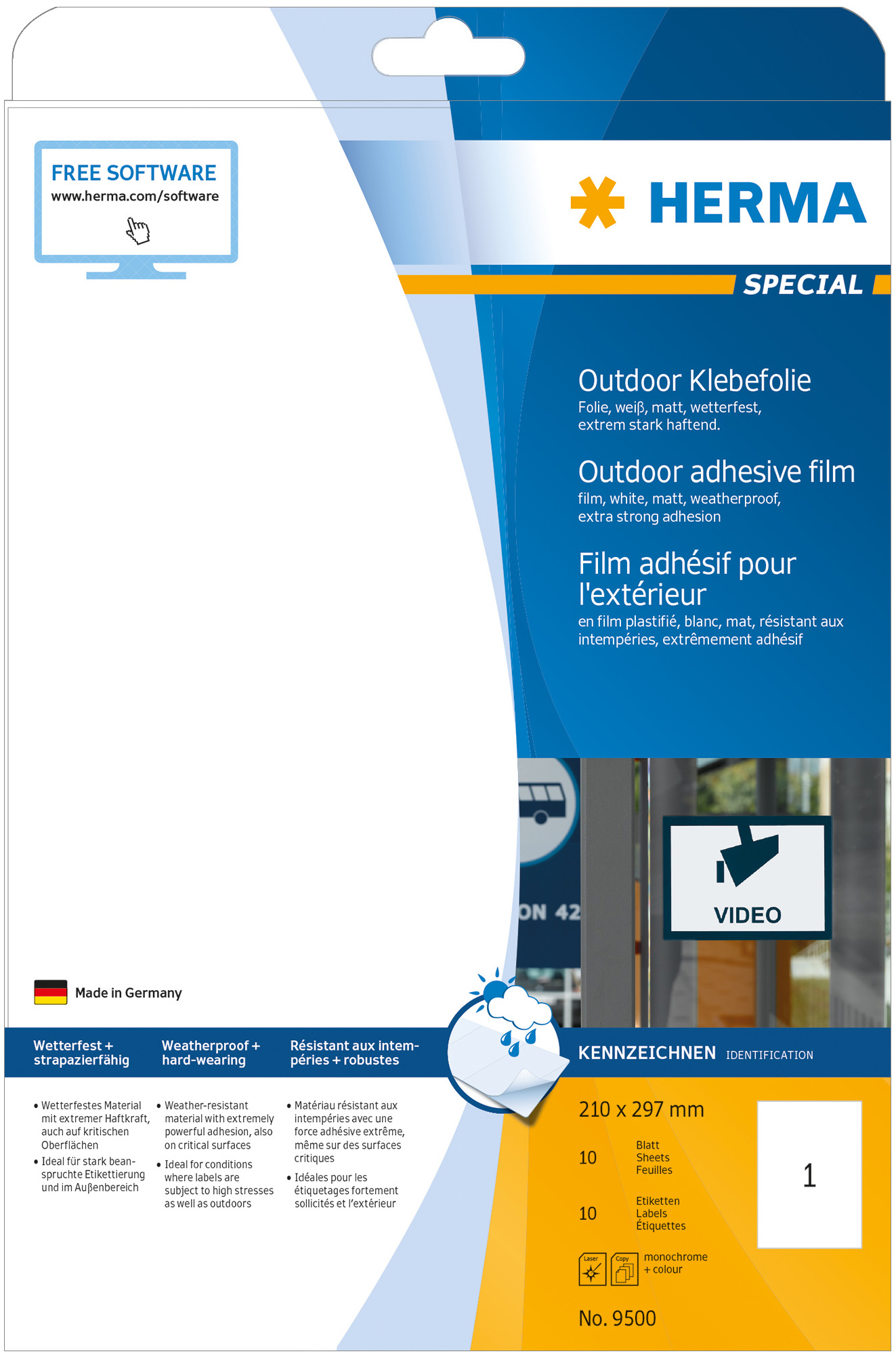 HERMA 9500 Outdoor Klebefolie 210x297 mm A4 10 St.