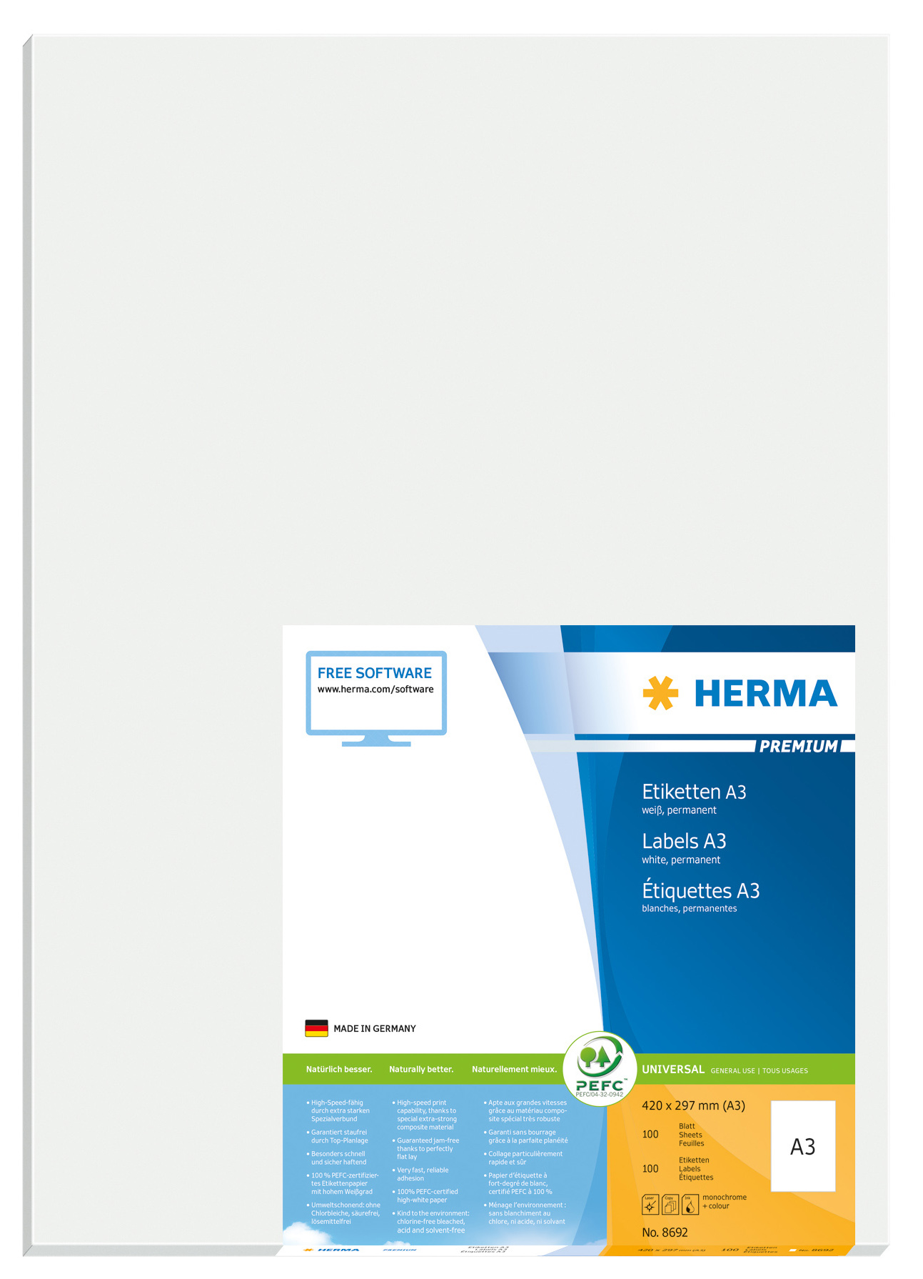 HERMA 8692 A3 A3-Etiketten 297x420 St. 100 mm
