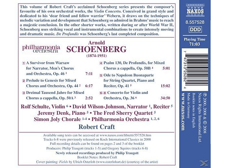 Thumbnail - VARIOUS, Schulte/Craft/Philharmonia Orchestra - Violinkonzert/Ein Überlebender (CD)