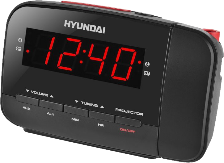HYUNDAI RAC481PLLBR rádiós ébresztőóra, fekete-piros