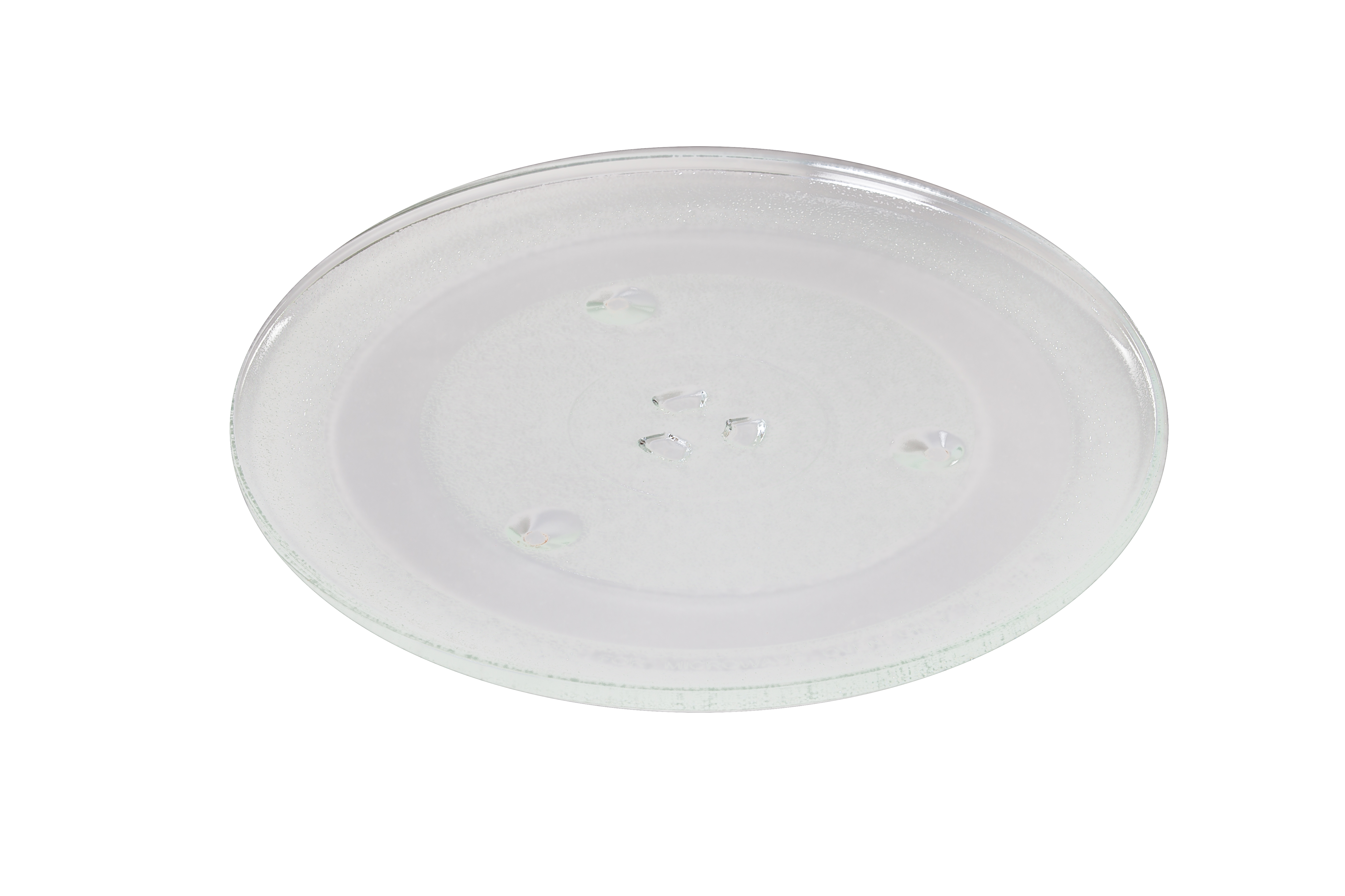 Transparante glazen magnetronplaat, cirkelvormig en transparant, op een witte achtergrond.