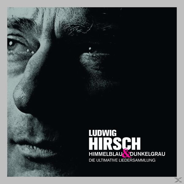 Albumcover mit Nahaufnahme eines Mannes, zur Hälfte im Schatten, mit dem Titel 'HIMMELBLAU & DUNKELGRAU'.