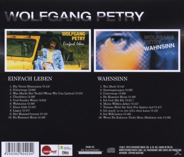 CD-Cover, Wolfgang Petry, zwei Albumcover, Tracklisten und Text, auf schwarzem Hintergrund.