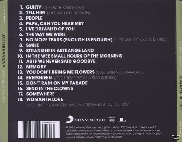Rückseite eines Barbra Streisand Albums, mit Titelliste und Credits.