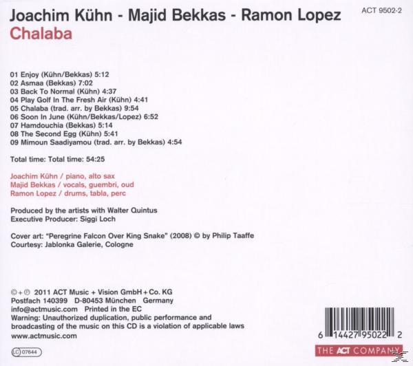 CD-Cover: Joachim Kühn, Majid Bekkas, Ramon Lopez Chalaba, Titelliste und Credits.