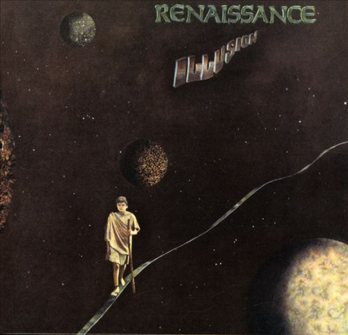 Album borító: Űrjelenet, figura egy úton, bolygók és a "Renaissance Illusion" szöveg.
