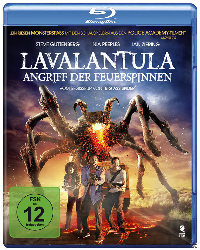 Filmposter mit einer riesigen Spinne, die Menschen angreift, Titel ist Lavatula.