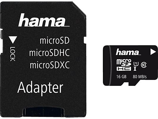 HAMA 124138 Class 10 - Micro-SDHC-Schede di memoria  (16 GB, 80, Nero)