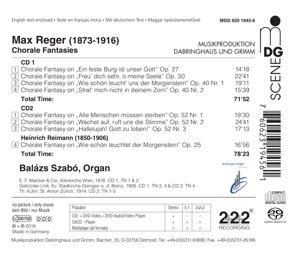 Balazs Szabo - Choralfantasien  - (SACD Hybrid)