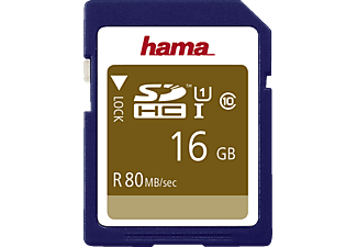 HAMA 124134 Class 10 - SDHC-Speicherkarte  (16 GB, 80 MB/s, Blau)