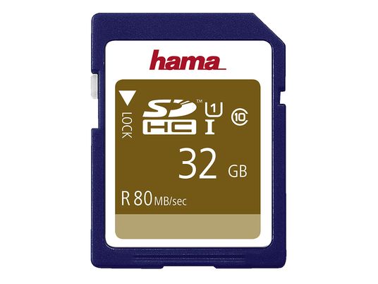 HAMA 124135 Class 10 - SDHC-Speicherkarte  (32 GB, 80 MB/s, Blau)