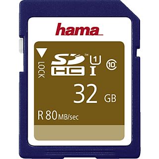 HAMA 124135 Class 10 - SDHC-Speicherkarte  (32 GB, 80 MB/s, Blau)