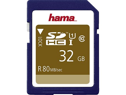 HAMA 124135 Class 10 - SDHC-Cartes mémoire  (32 GB, 80 MB/s, Bleu)