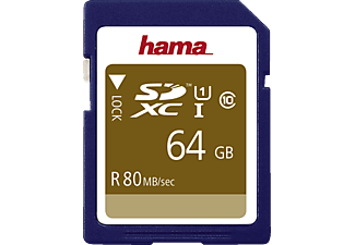 HAMA 124136 Class 10 - SDHC-Cartes mémoire  (64 GB, 80 MB/s, Bleu)