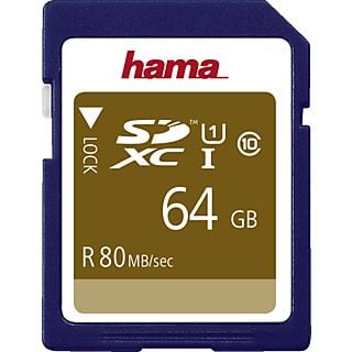 HAMA 124136 Class 10 - SDHC-Speicherkarte  (64 GB, 80 MB/s, Blau)