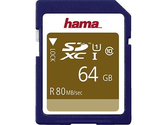 HAMA 124136 Class 10 - SDHC-Speicherkarte  (64 GB, 80 MB/s, Blau)