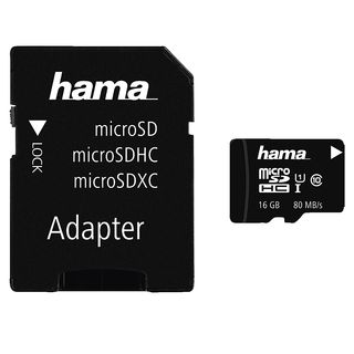 HAMA 124150 Class 10 - Micro-SDHC-Cartes mémoire  (16 GB, 80, Noir)