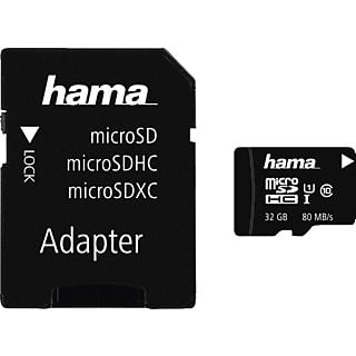 HAMA 124151 Class 10 - Micro-SDHC-Speicherkarte  (32 GB, 80, Schwarz)
