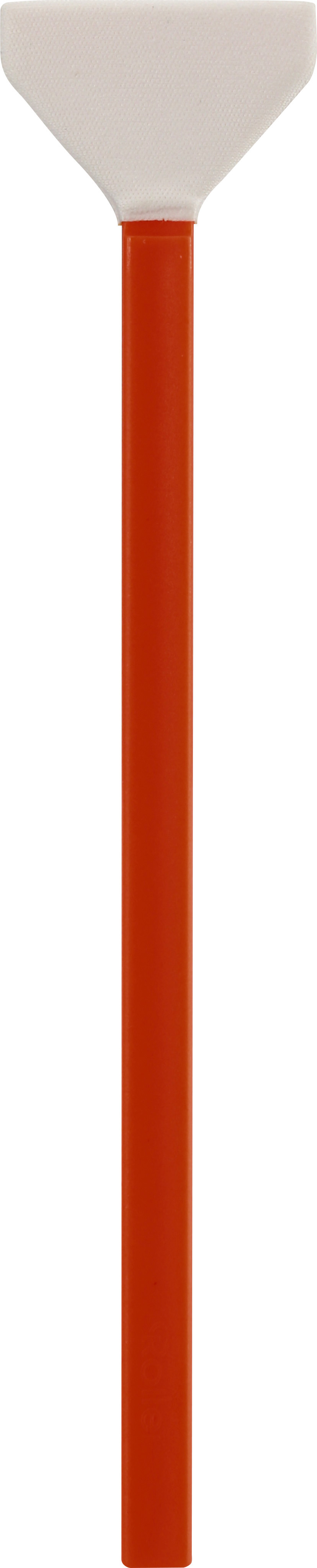 Rotes und weißes Rakelwerkzeug. Der Griff ist rot, die Klinge weiß.