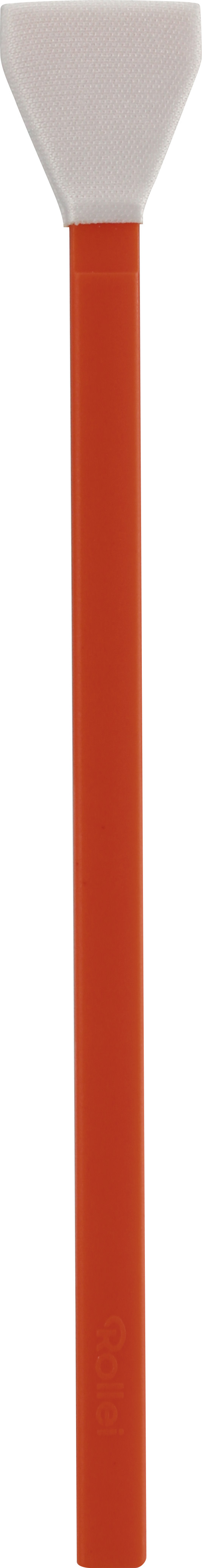 Orangener und weißer Farbschaber. Der Griff ist orange, das Schabende ist weiß und abgewinkelt.