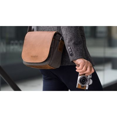 OLYMPUS Messenger Tasche Mini Objektivtasche, Braun/Schwarz