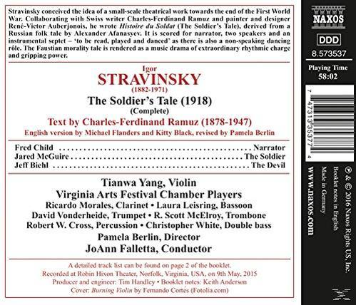 Rückseite einer CD-Hülle mit Text über Igor Strawinskys Werk.