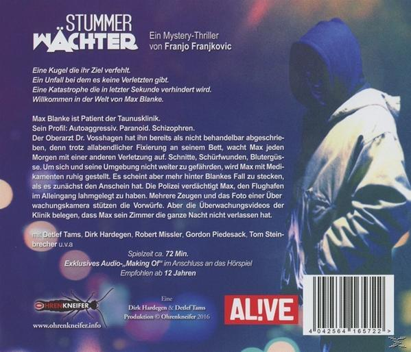 Rückseite der DVD-Hülle mit Text und einer Person. Text auf Deutsch. Person mit Kapuze.
