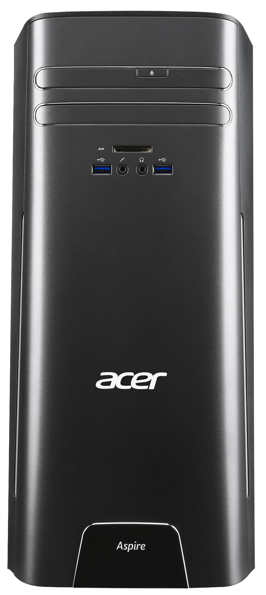 Ein schwarzer Acer-Computerturm mit dem Namen „Aspire“ auf der Vorderseite.
