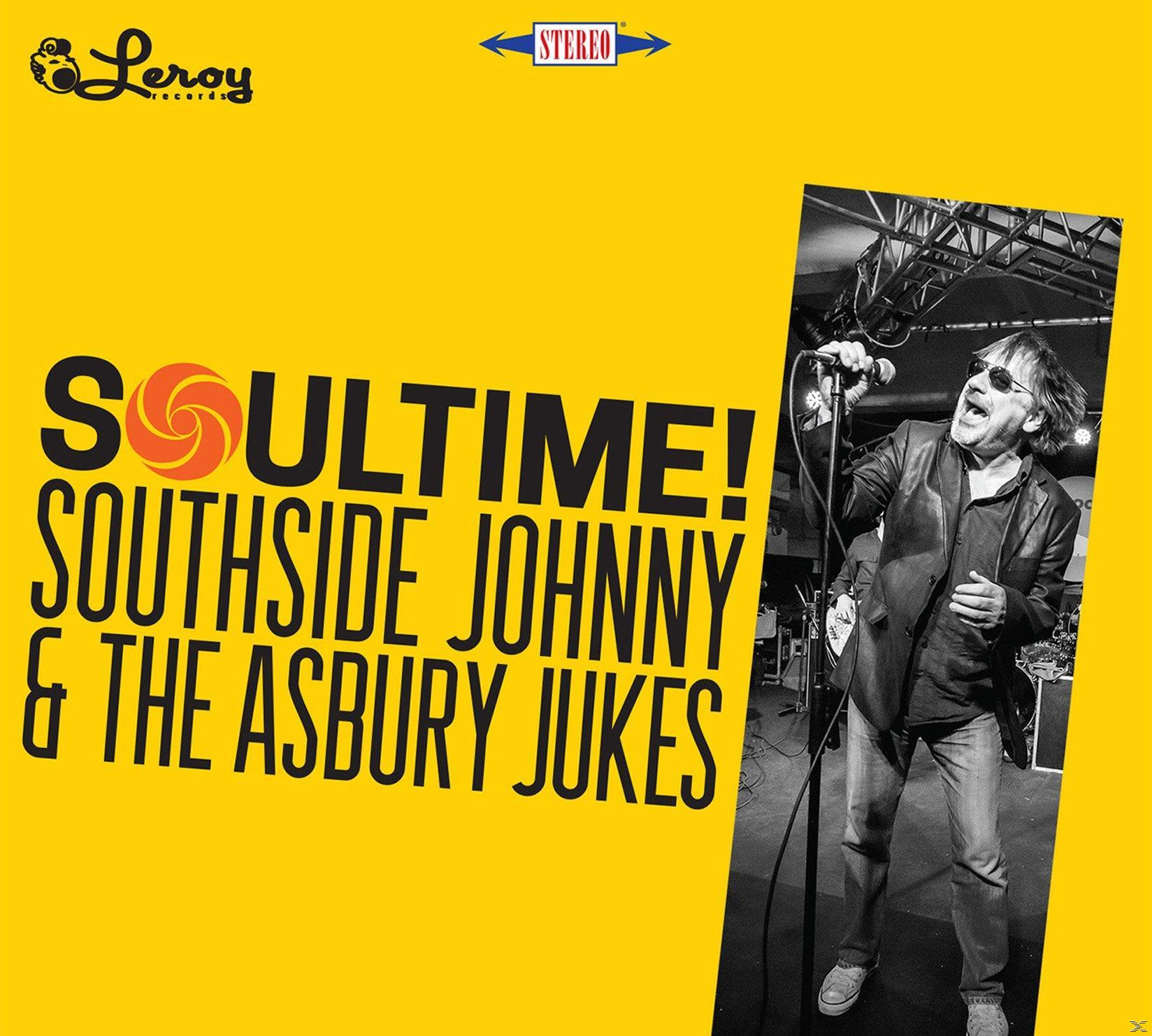 Album borító: Soultime! Southside Johnny & The Asbury Jukes. Egy férfi mikrofonba énekel.