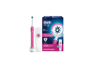 ORAL B Pro 750 Şarj Edilebilir Diş Fırçası Cross Action Pembe + Seyahat Kabı