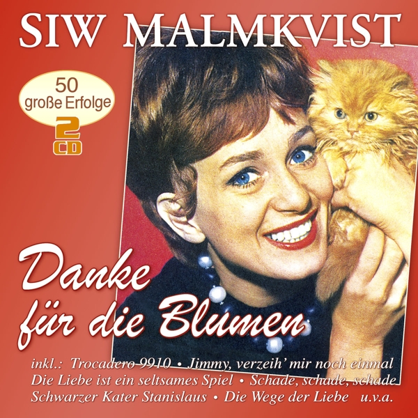 Siw Malmkvist Albumcover mit einer Frau, die ein Kätzchen hält.