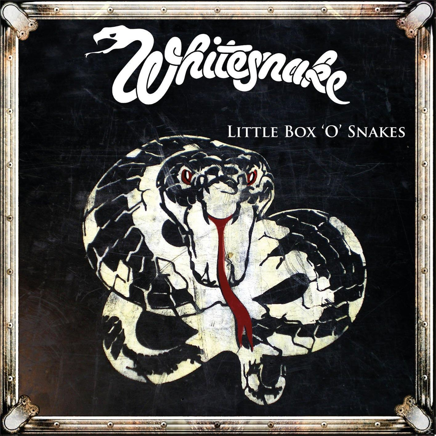 Albumcover: Whitesnake, Little Box 'O' Snakes. Eine schwarz-weiße Schlange mit roter Zunge.