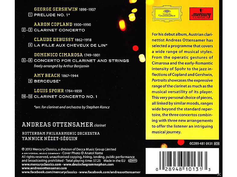 Thumbnail - Andreas Ottensammer, Rotterdam Philharmonic Orchestra, Yannick Nezet Seguin - Portraits- Clarinet Album (CD)