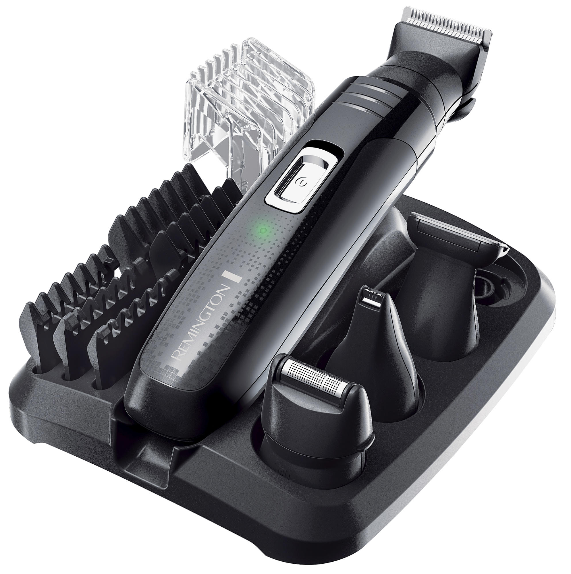 Remington Pg6130 Afeitadora corporal negro kit de barbero cortapelos multifuncion cuchillas todo en uno 4 cabezales intercambiables groomkit recortador con revestimiento titanio autoafilables