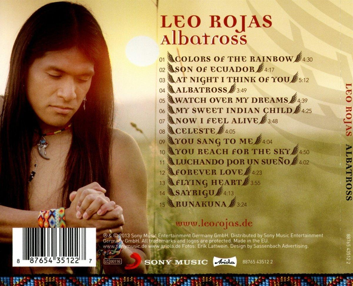 Albumcover: Mann mit langen Haaren, der nach unten schaut. Text: Leo Rojas, Albatross. Sonnenuntergang im Hintergrund.