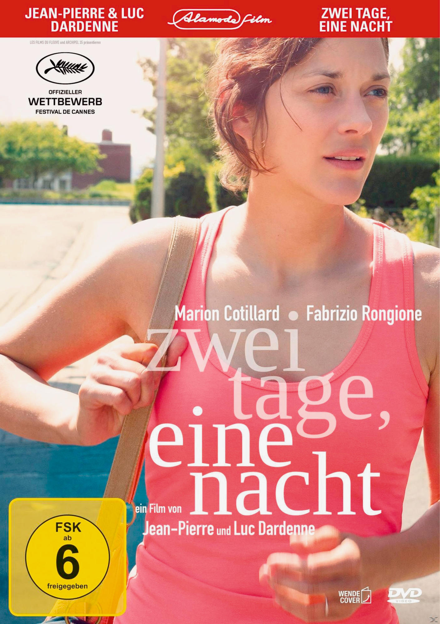 DVD-Hülle von 'Zwei Tage, eine Nacht' mit Marion Cotillard, eine Frau geht auf der Straße.
