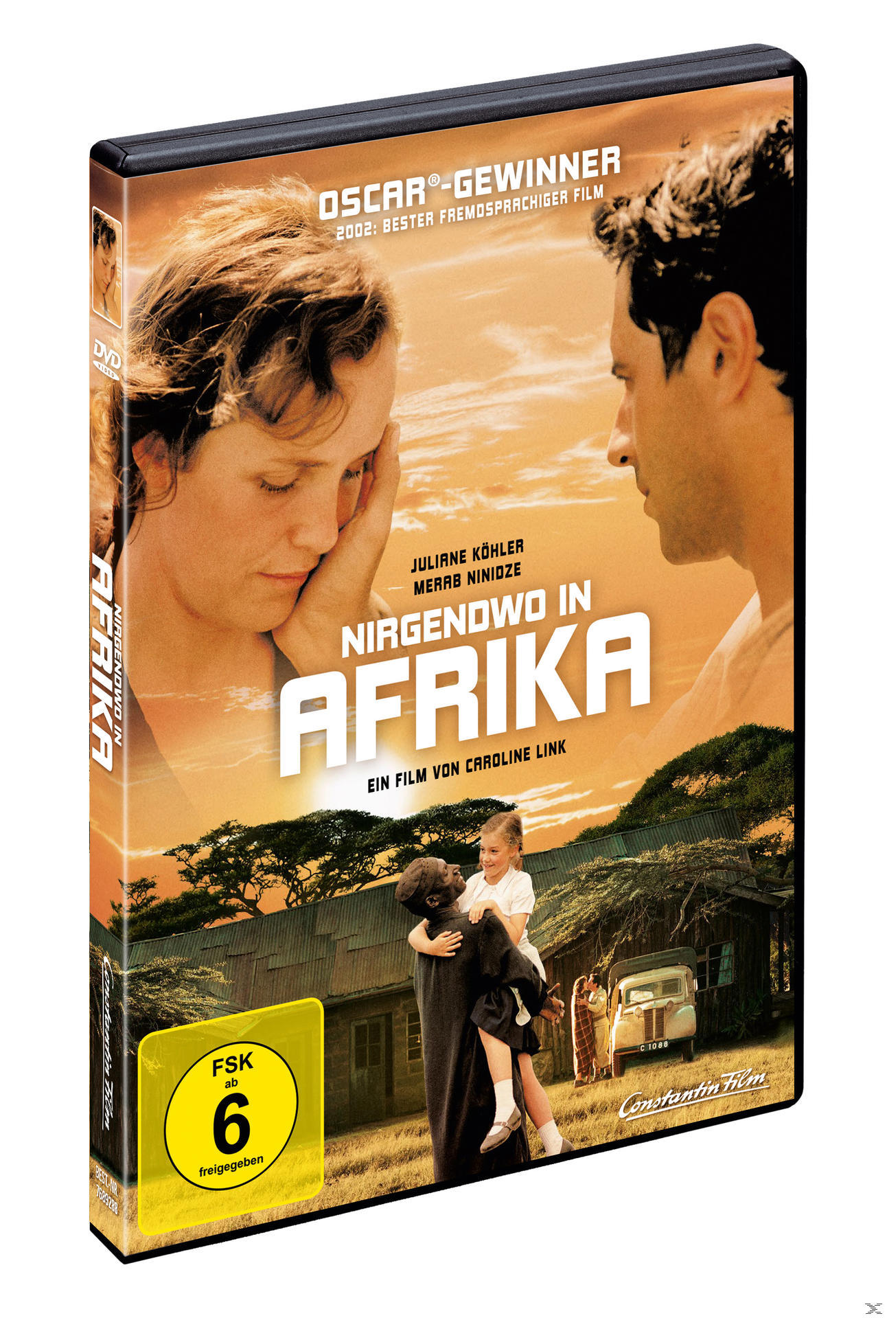 DVD-Cover des Films 'Nirgendwo in Afrika' mit zwei Personen und einem Kind.