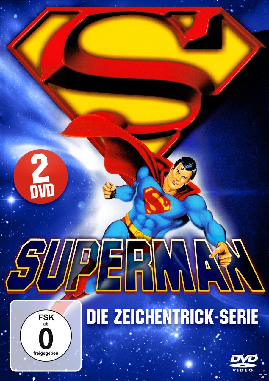 DVD-Cover für 'Superman: Die Zeichentrick-Serie', mit Superman im Flug, mit Logo und Text.