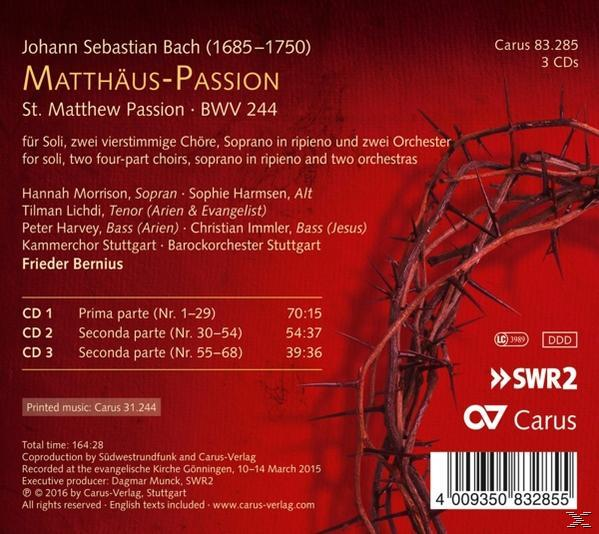 VARIOUS, Kammerchor Und Barockorchester Stuttgart - Matthäus Passion Bwv 244  - (CD)